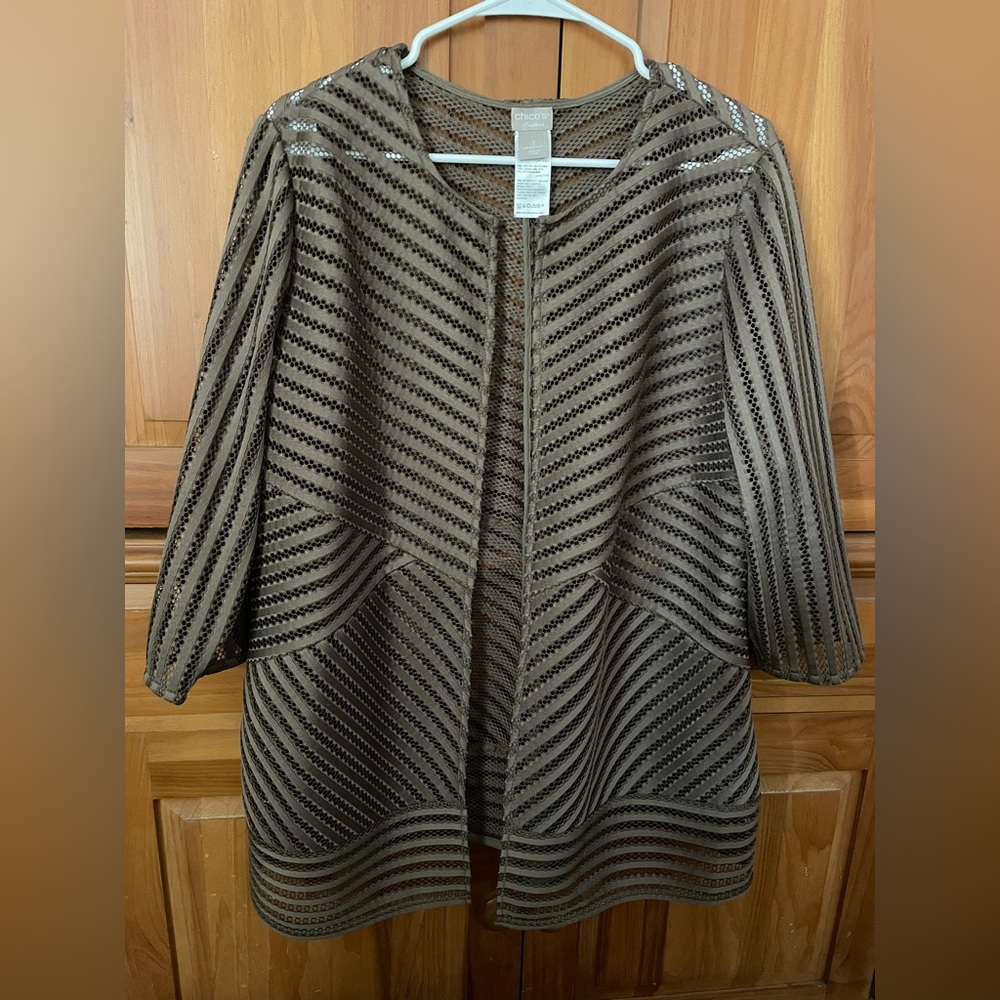 Chico’s by travelers basket weave lightweight cardigan